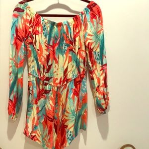 Floral fun jumper off shoulders long sleeve